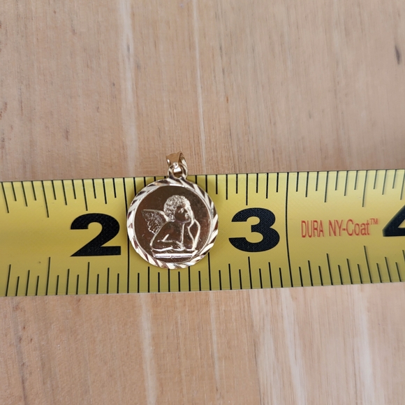 14K Yellow Gold Angel Pendant With Prayer Engraved - Picture 5 of 5